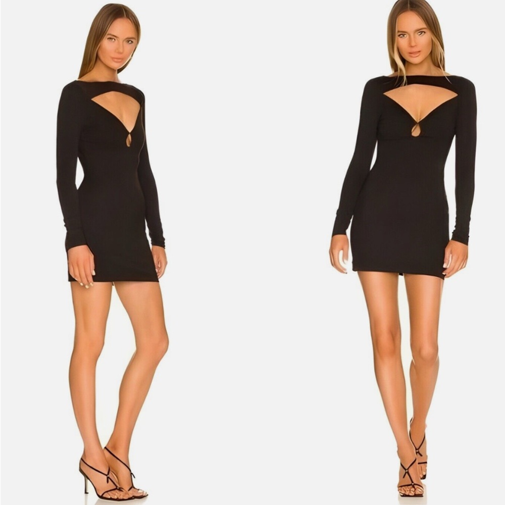 Black Bodycon Long Sleeve Mock Neck Dress